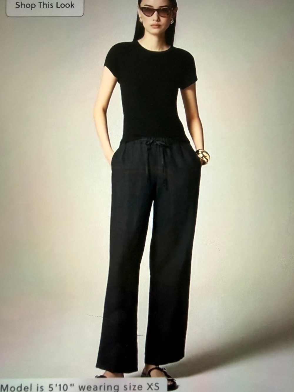 J. Crew Black Wide-Leg Drawstring Trousers